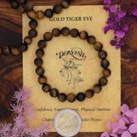 Tiger Eye Gold Bracelet 8mm (Sphere)