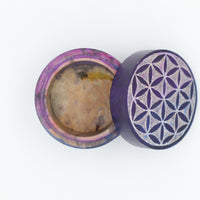 Multi Coloured Soapstone Box Fine Carved SABX-101