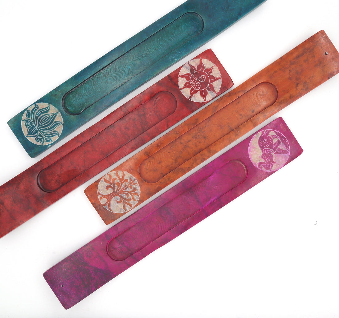 Coloured Soapstone Incense Strip with Etchings