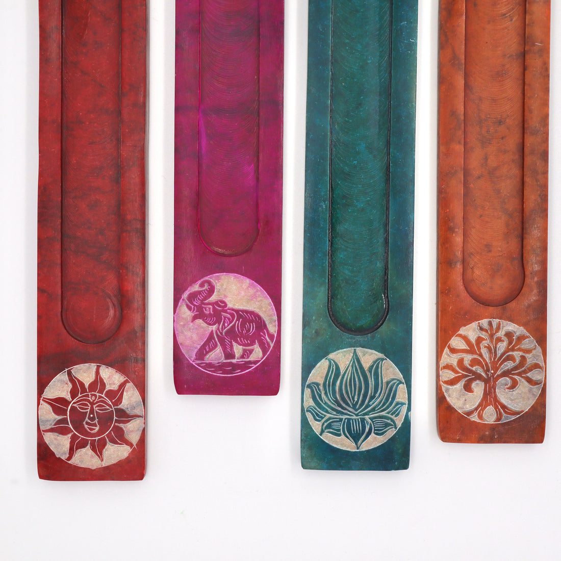 Coloured Soapstone Incense Strip with Etchings