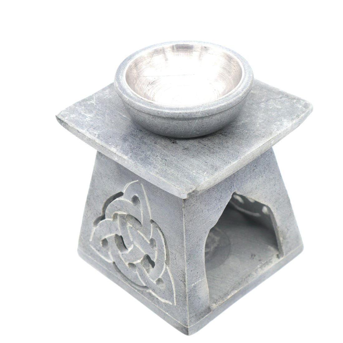 Grey Soapstone Oil Burner with Steel Bowl SKOB1544