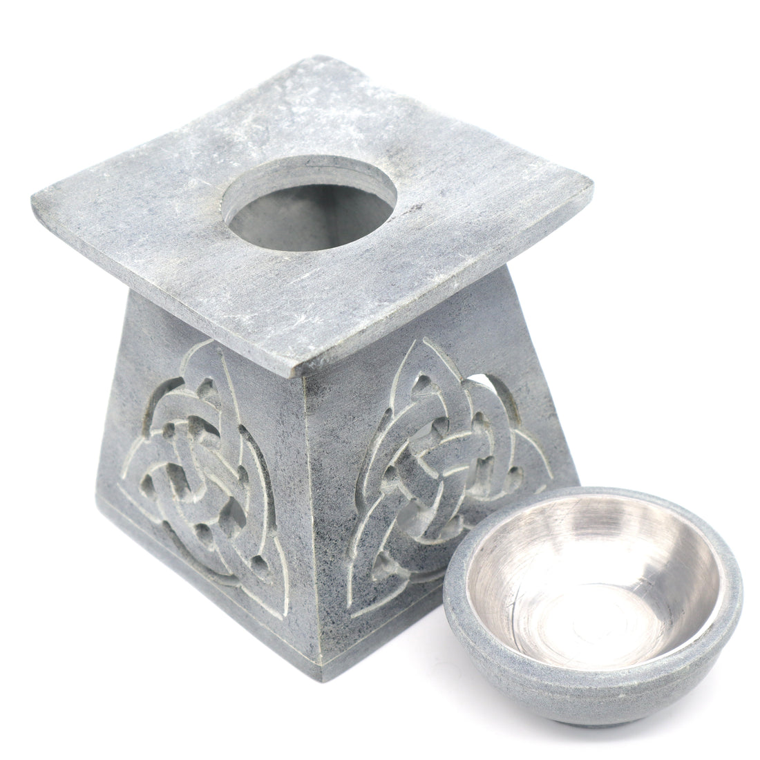 Grey Soapstone Oil Burner with Steel Bowl SKOB1544