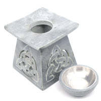 Grey Soapstone Oil Burner with Steel Bowl SKOB1544