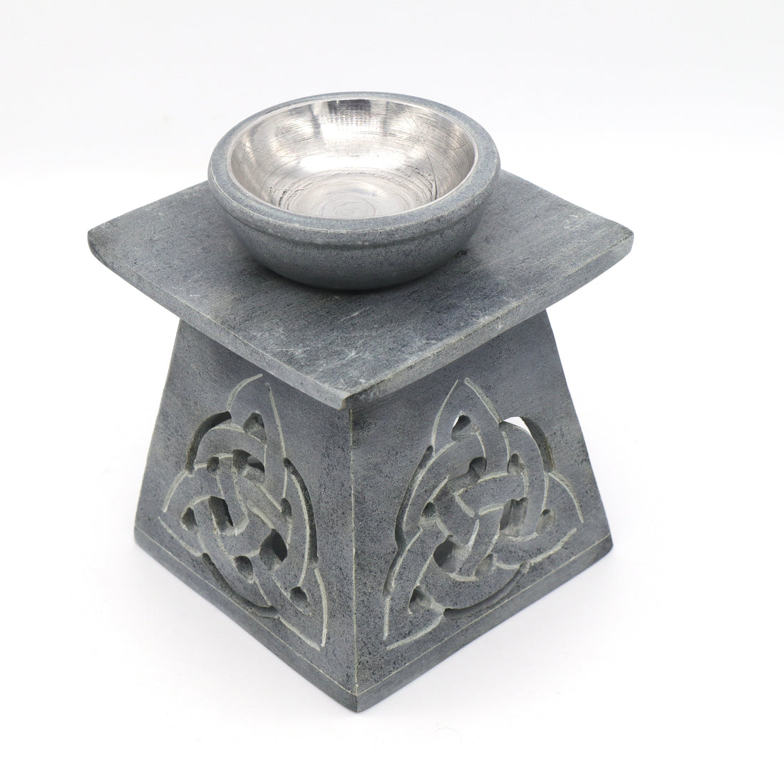 Grey Soapstone Oil Burner with Steel Bowl SKOB1544