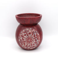 Multi Coloured Soapstone Oil Burner (Red)