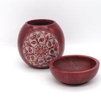 Multi Coloured Soapstone Oil Burner (Red)