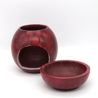 Multi Coloured Soapstone Oil Burner (Red)