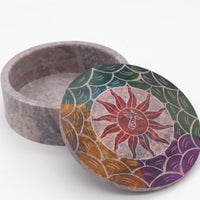 Multi Coloured Soapstone Box Fine Carved