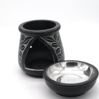 Black Coloured Oil Burner with Steel Bowl