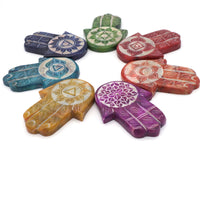 Multi Coloured Soapstone Incense Burner Hands with 7 Chakras