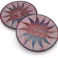Multi Coloured Incense Plate Sun Motif