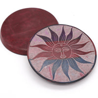 Multi Coloured Incense Plate Sun Motif
