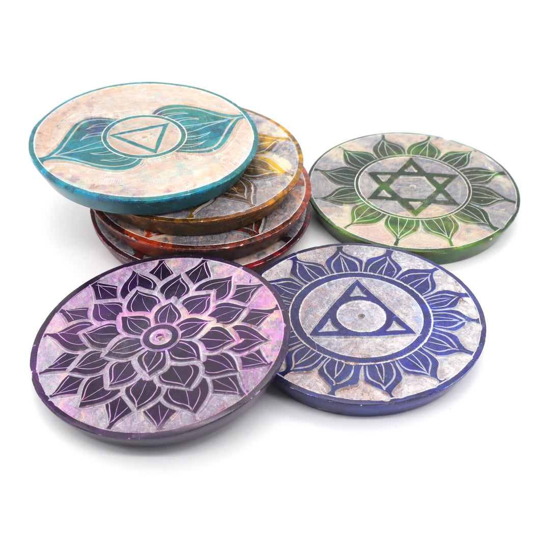 Multi Coloured Incense Plate Chakra