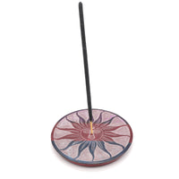 Multi Coloured Incense Plate Sun Motif