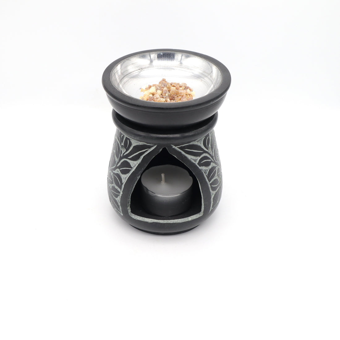 Black Coloured Oil Burner with Steel Bowl