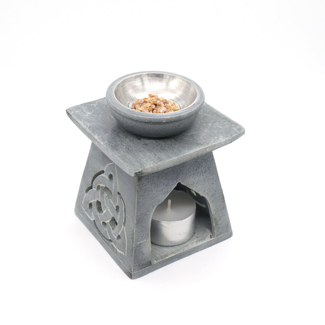 Grey Soapstone Oil Burner with Steel Bowl SKOB1544