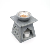 Grey Soapstone Oil Burner with Steel Bowl SKOB1544