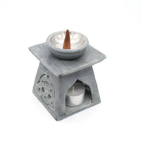 Grey Soapstone Oil Burner with Steel Bowl SKOB1544