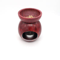 Multi Coloured Soapstone Oil Burner (Red)