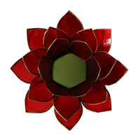 Lotus Tea Light Holder Red / Gold Trim