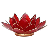 Lotus Tea Light Holder Red / Gold Trim