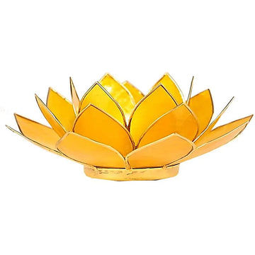 Lotus Tea Light Holder - Yellow / Gold Trim