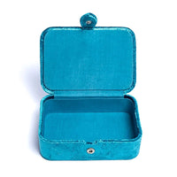 Velvet Jewellery / Tarot box - Blue with Flowers