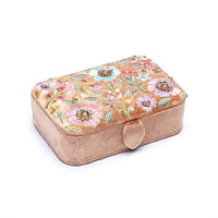 Velvet Jewellery / Tarot box - Beige with flowers