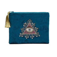 Zippered velvet pouch with tarot eye