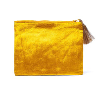 Zippered velvet pouch -  Yellow with sun