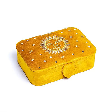 Velvet Jewellery / Tarot box - Yellow with sun