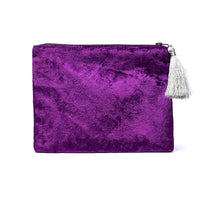 Zippered Velvet Pouch - Purple with Galaxy