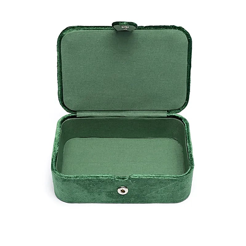 Jewellery / tarot box velvet green with lotus