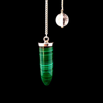 Malachite Pendulum - Silver Plated