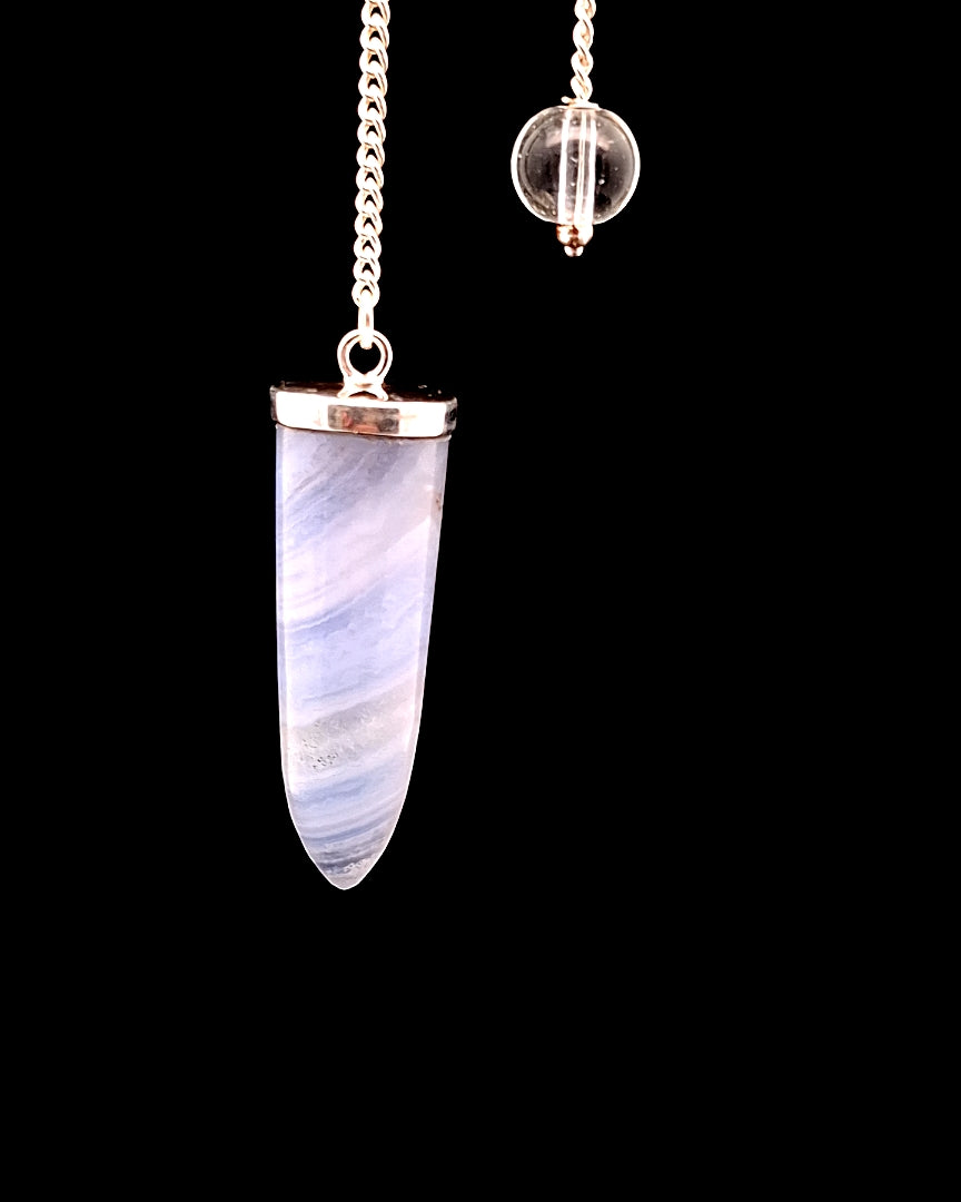 Blue Lace Agate Pendulum - Silver Plated