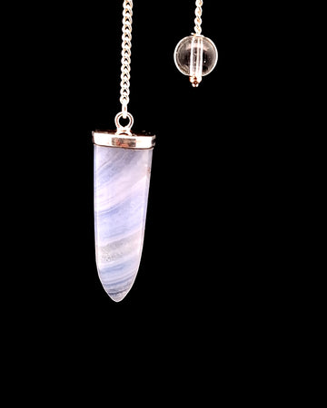 Blue Lace Agate Pendulum - Silver Plated