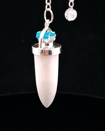 Scolecite with Cavansite Pendulum - Silver Plated