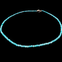 Amazonite 3mm Faceted Necklace - Silver Plated