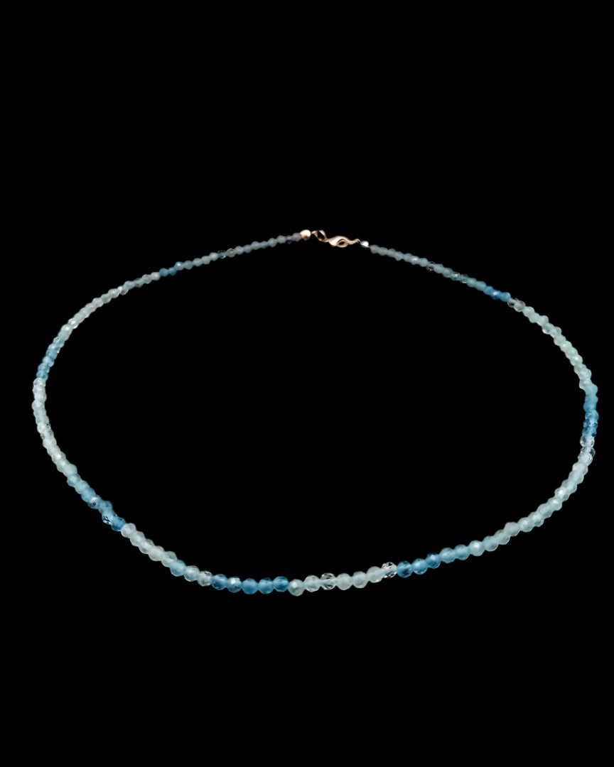 Aquamarine 3mm Faceted Necklace - Silver Plated