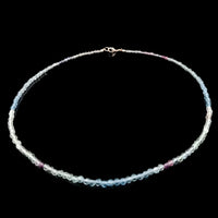 Fluorite, Rainbow 3mm Faceted Necklace - Silver Plated