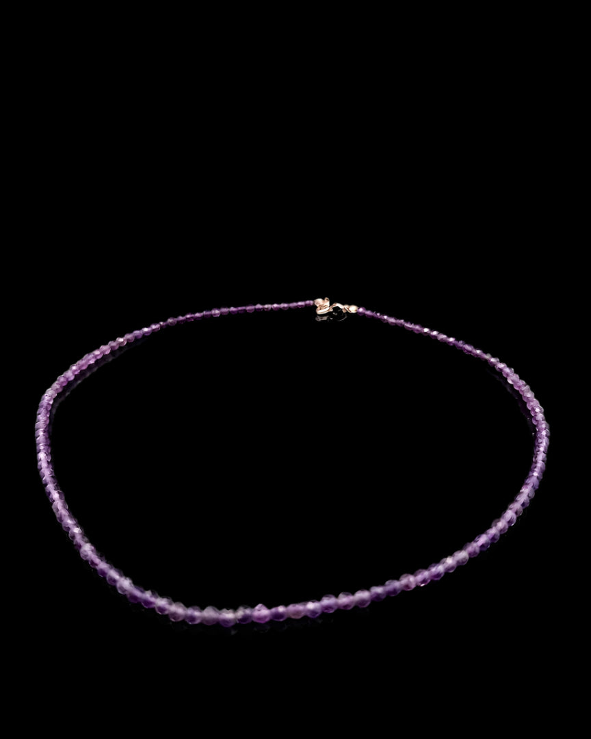 Amethyst 4mm Faceted Necklace - Silver Plated