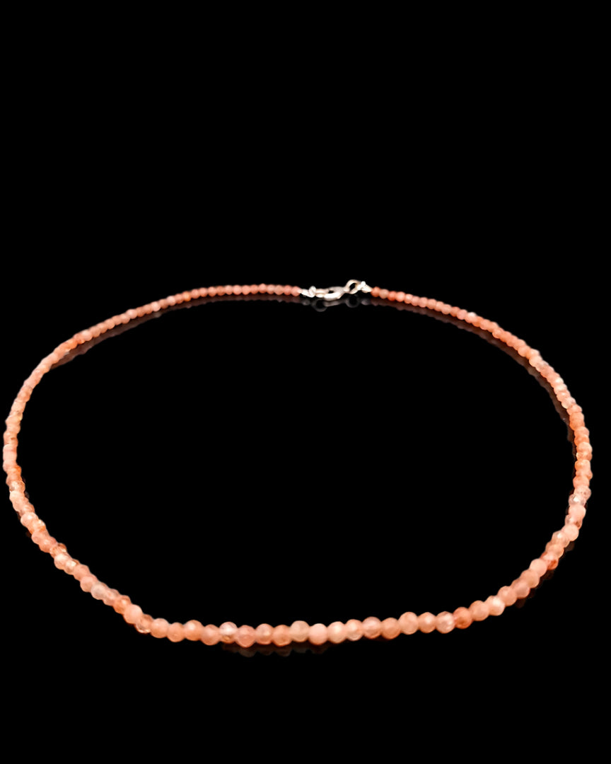 Sunstone 3mm Faceted Necklace - Silver Plated