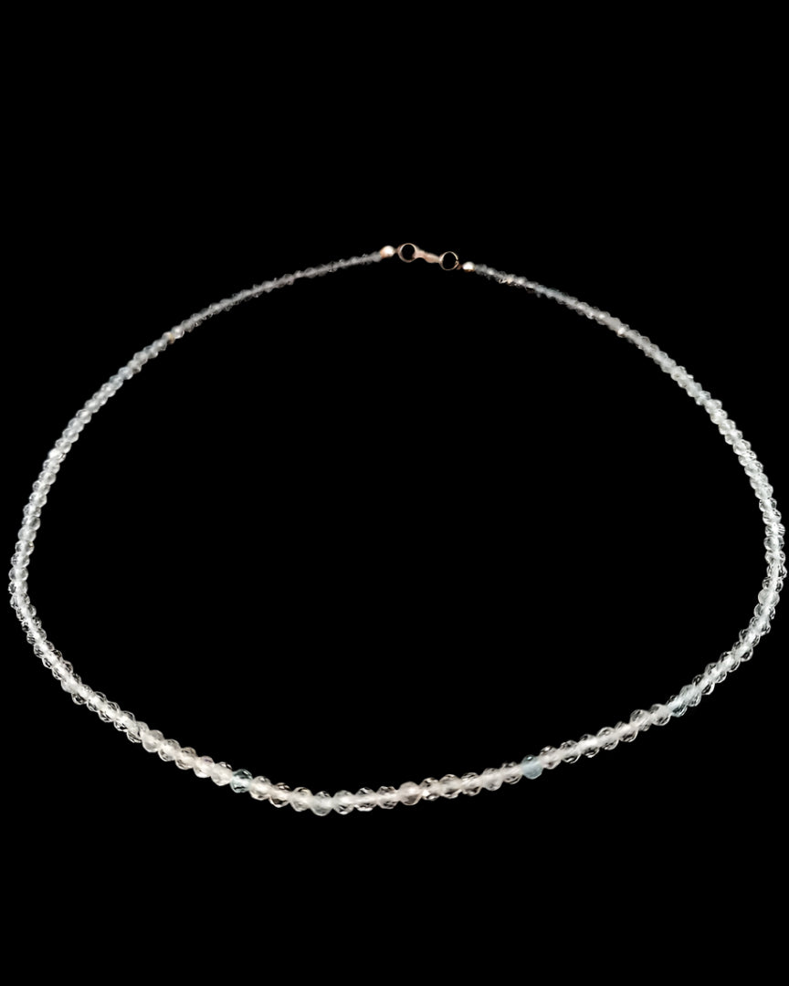 Quartz, Clear 3mm Faceted Necklace - Silver Plated