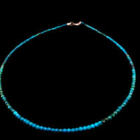 Chrysocholla 3mm Faceted Necklace - Silver Plated