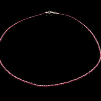 Garnet 2mm Faceted Necklace - Silver Plated