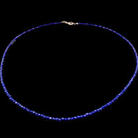 Lapis Lazuli 2mm Faceted Necklace - Silver Plated