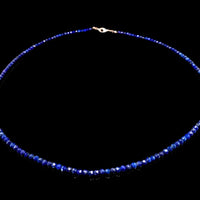 Lapis Lazuli 3mm Faceted Necklace - Silver Plated