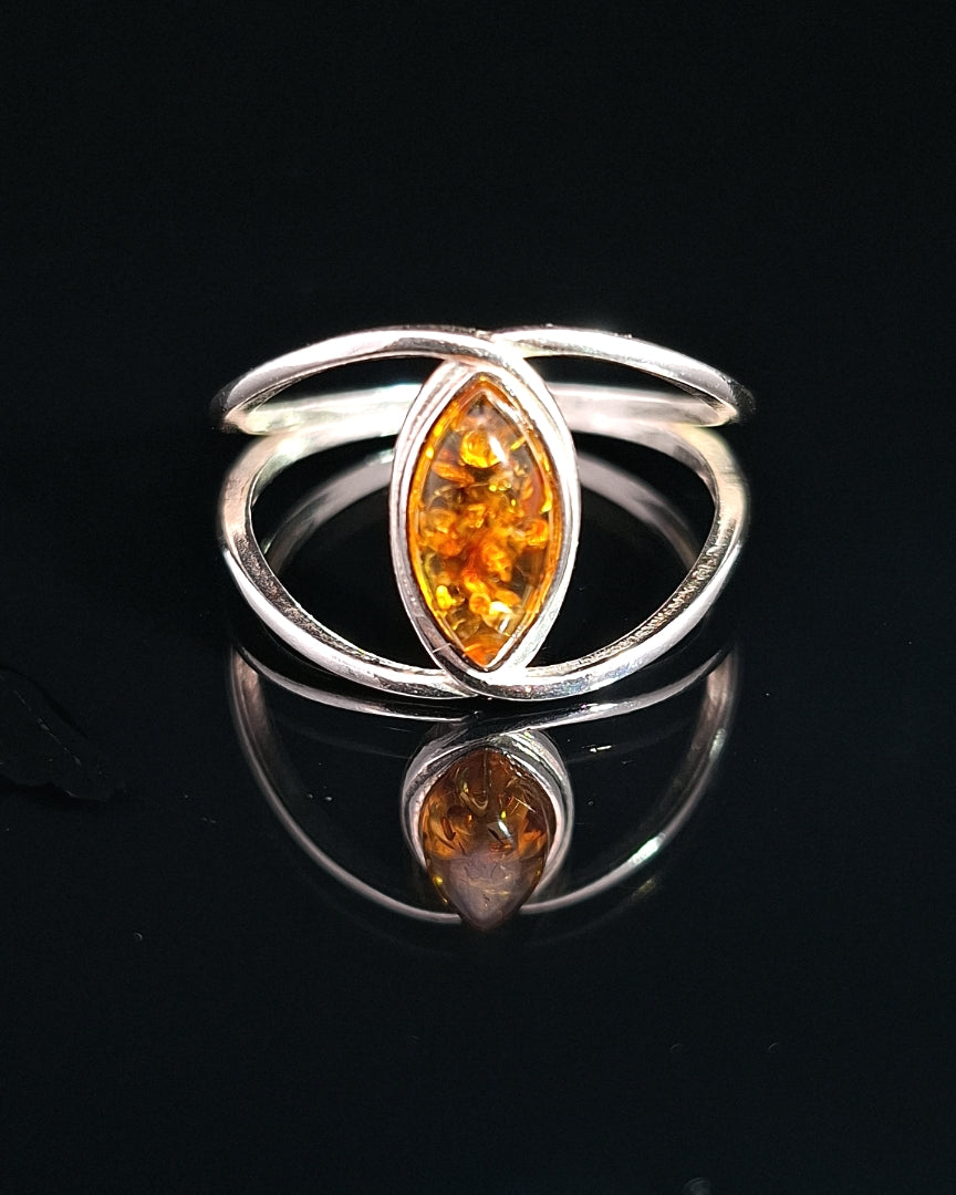 Amber, Sterling Silver Ring