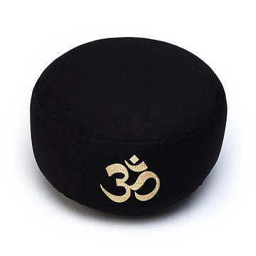 Meditation Cushion - Black with Ohm - Organic Cotton