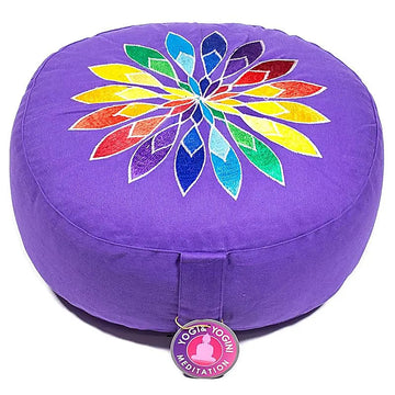 Meditation Cushion - Violet Multi-Coloured Flower